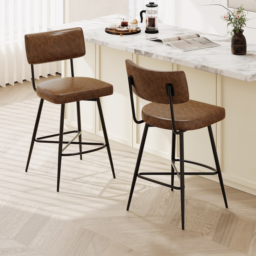 Christopher Knight Home - Anthony Retro Swivel Counter Stools with iron Frame,PU Sponge cushion (Set of 2)