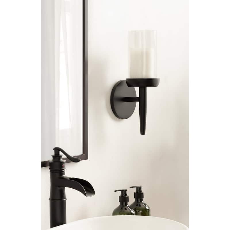 Kate and Laurel Shae Wood and Glass Wall Sconce