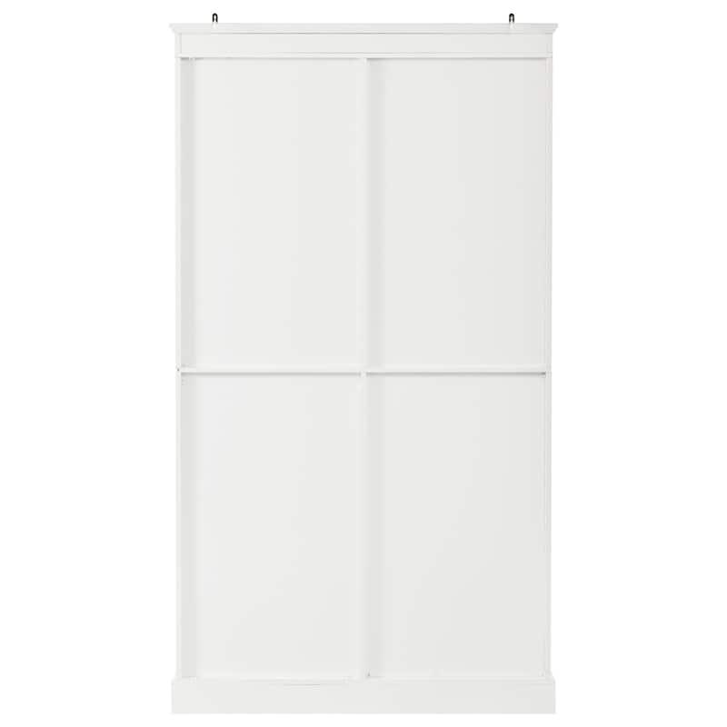 72''H Kitchen Pantry, Display Storage Cabinet with Glass Doors and Drawers, Serving Trays and Shelves