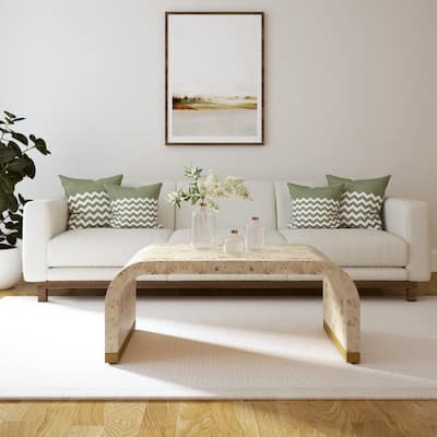 Sevita Natural/ Brass Modern Hard Wood Oval Coffee Table - 44" W x 24" D x 18'' H