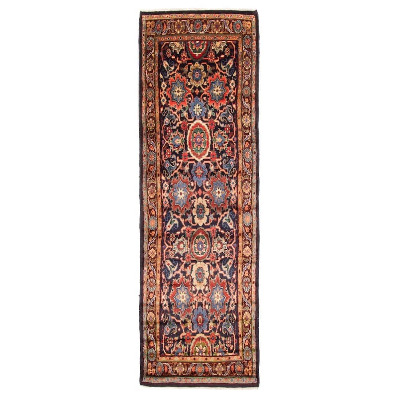 ECARPETGALLERY Hand-knotted Anadol Dark Navy Wool Rug - 2'4 x 7'7