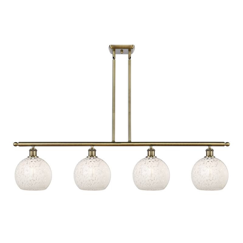 Innovations Lighting 516-4I-11-48-White Mouchette-Indoor Pendant Large - Antique Brass / White Mouchette