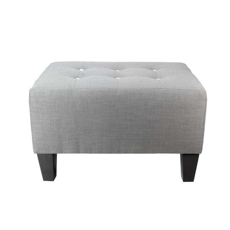MJL Furniture MAX Squared Decorative Button Tufted Upholstered Grey Firm Ottoman - White