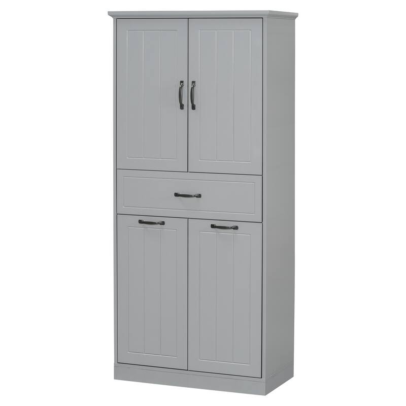 Bathroom Storage Cabinet with Two Laundry Baskets, Storage Cabinet with Doors and Drawer for Home