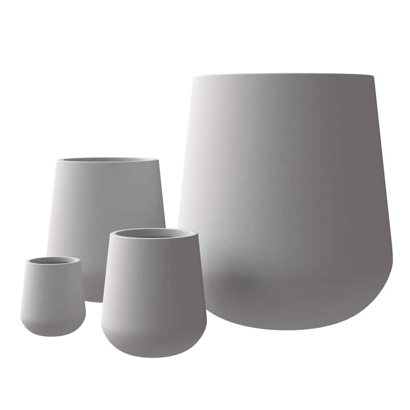 Orchid 4-Piece Round Modern Fiberstone and MgO Clay Decorative Planter Pot Set for Living Room Office Home Patio Porch Decor