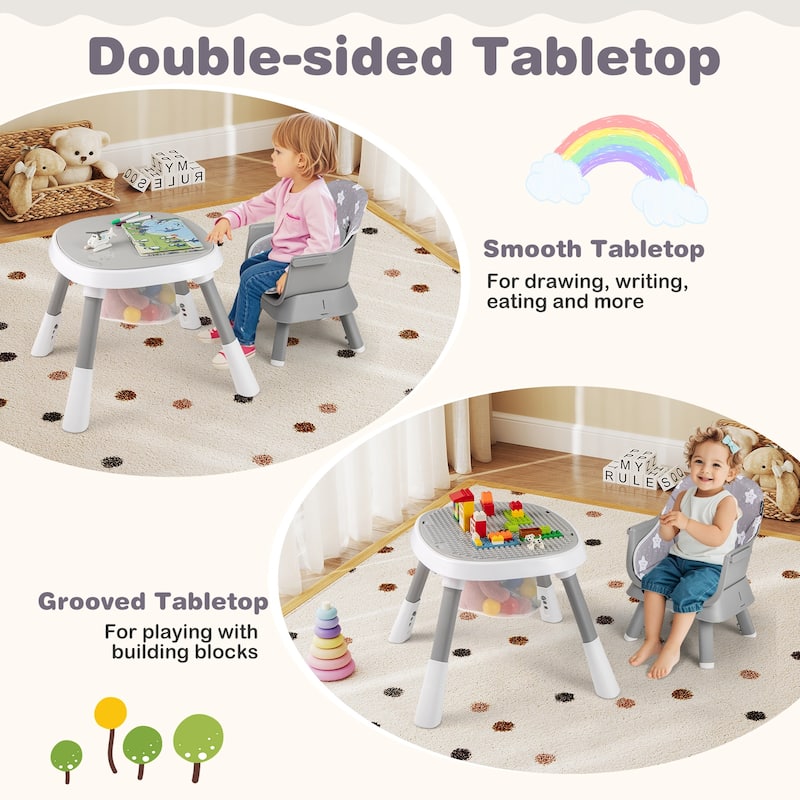 Gymax 16-in-1 Baby High Chair w/ Activity Center Booster Seat Building