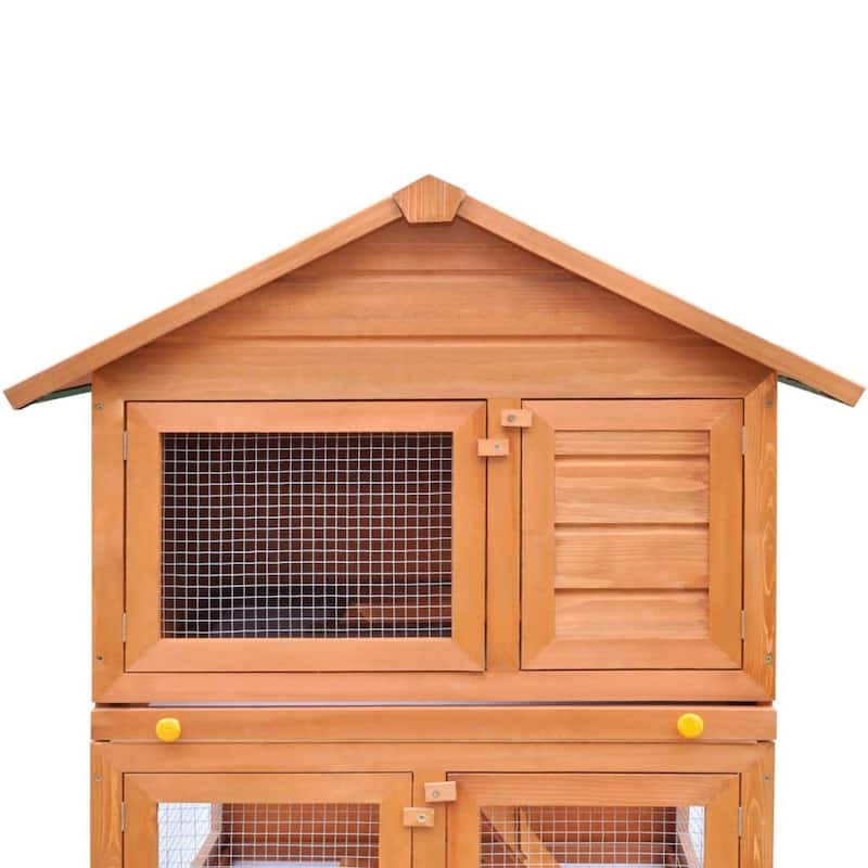 vidaXL Outdoor Rabbit Hutch Small Animal House Pet Cage 3 Layers Wood - 31.5"x28"x63"