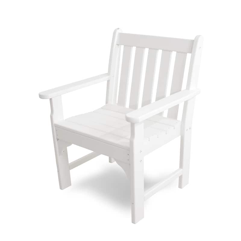 Traditional Poly Resin Vineyard Outdoor Arm Chair - White