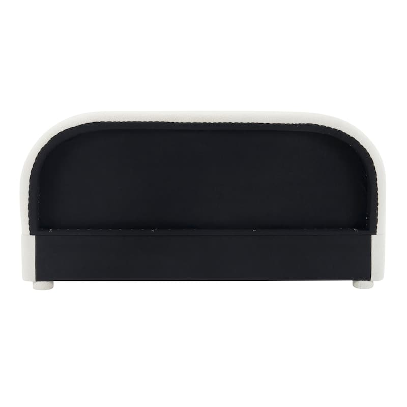 Christopher Knight Home - Dreamy Simple Modern Cream Boucle Upholstered King Bed with Curved Headboard