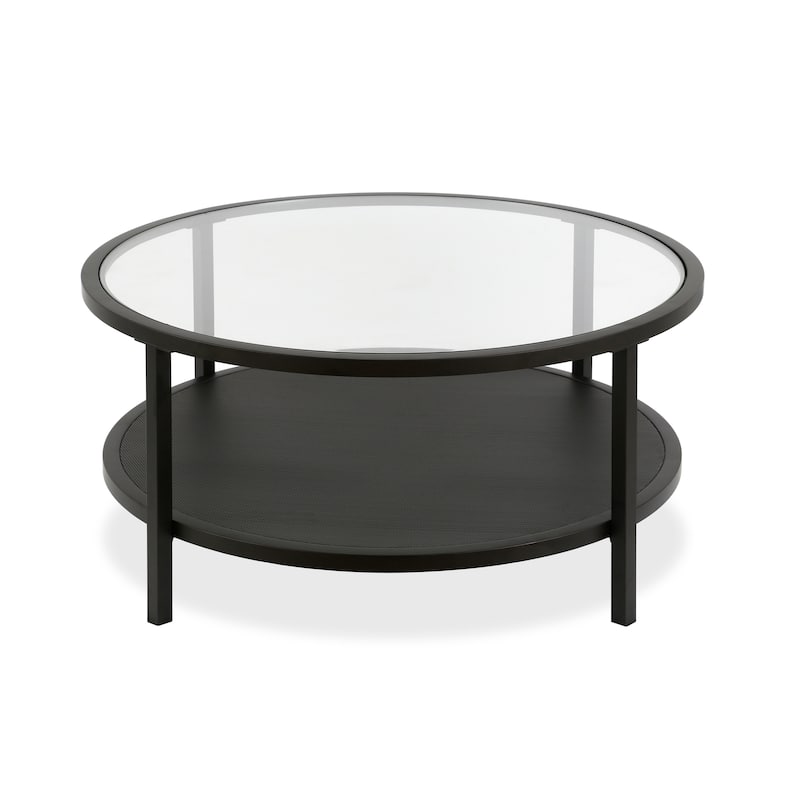 Carbon Loft Mornie Industrial Metal Round Coffee Table in Blackened Bronze