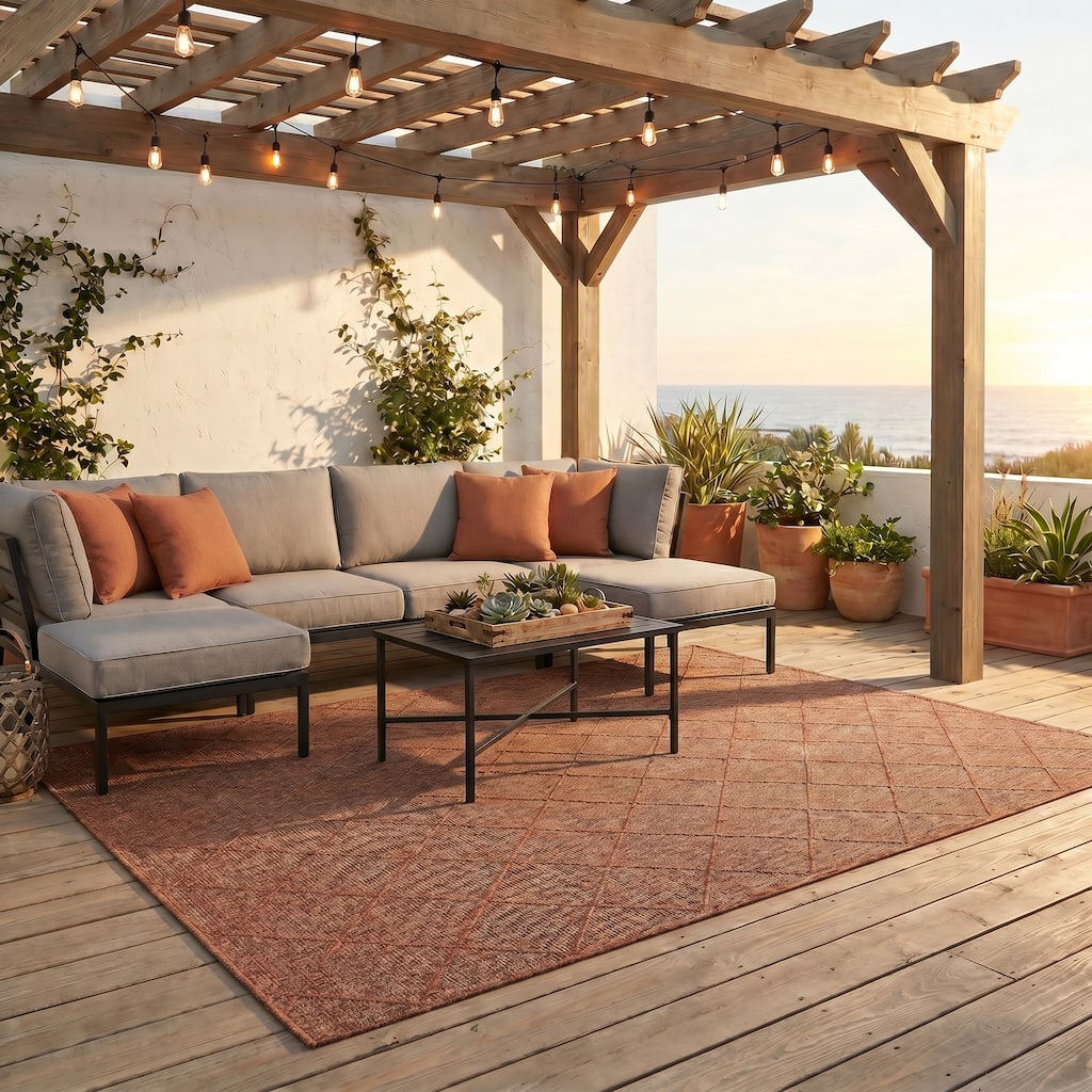 MDA Rugs Larissa Collection Geometric Brick Indoor/Outdoor Area Rug