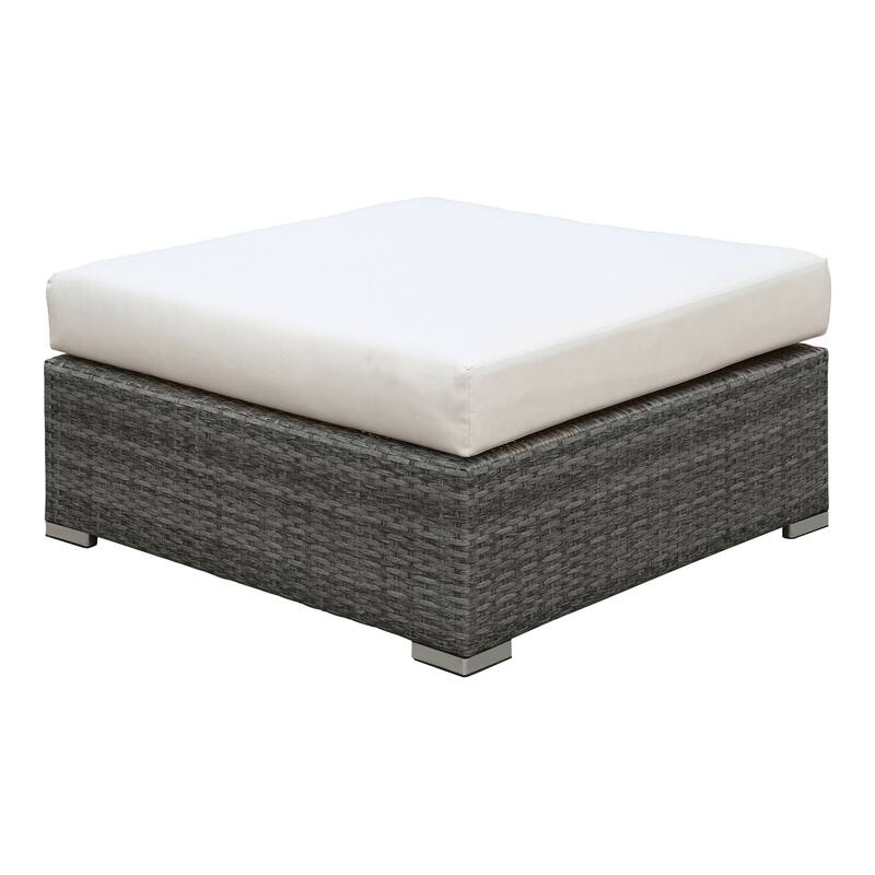 Pyle Contemporary Faux Wicker Rattan Large Ottoman by Furniture of America