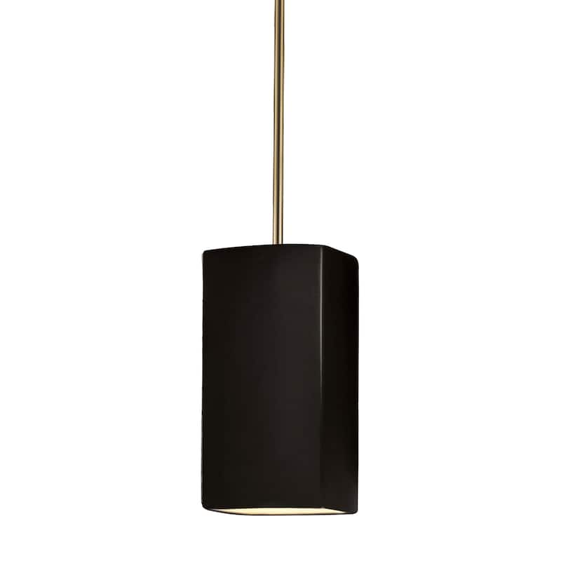Justice Design Group Rectangle Pendant - Rigid Stem - Matte Black/Carbon Matte Black