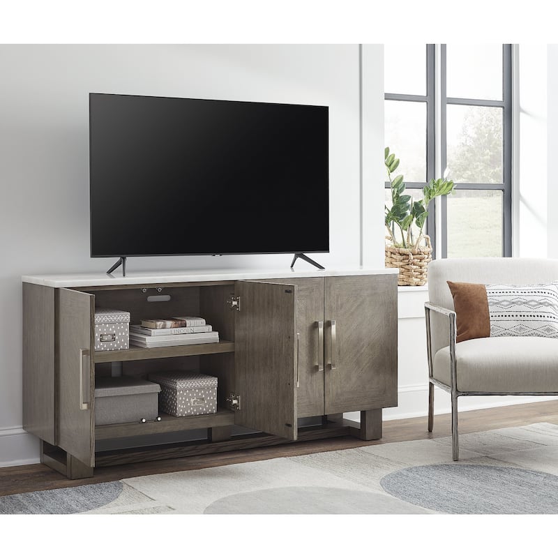 Signature Design by Ashley Loyaska White/Brown 68" TV Stand for TVs up to 78" - 68" W x 16.13" D x 32.38" H