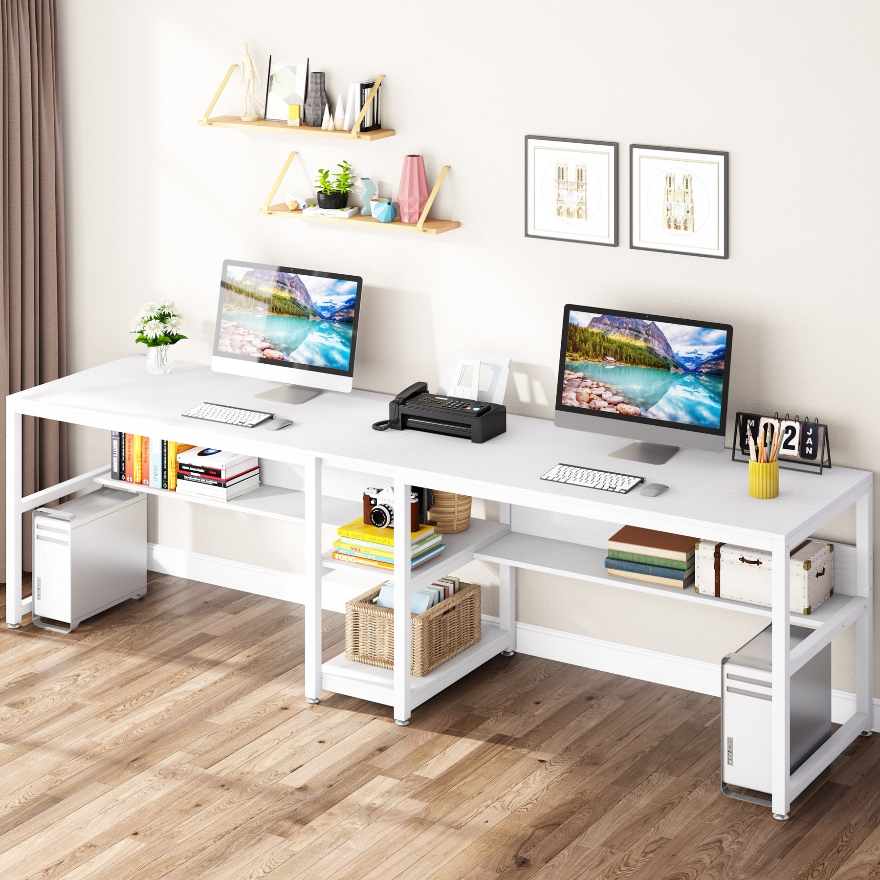White two sales person desk