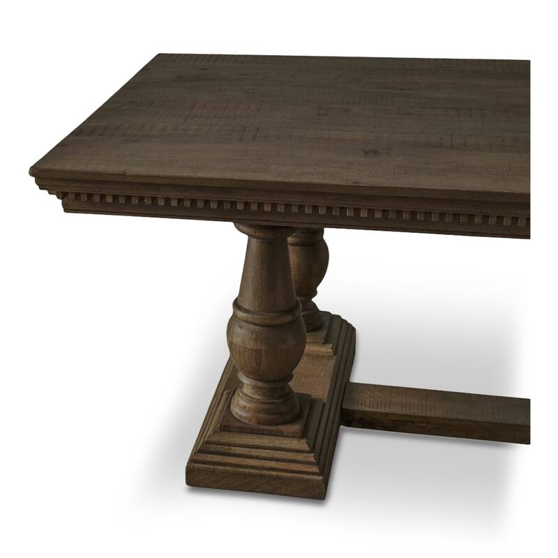 NADAAL STUDIOS Alrican Dining Table for 8, Rectangular Mango Wood Top, Traditional Leg Design, Brown