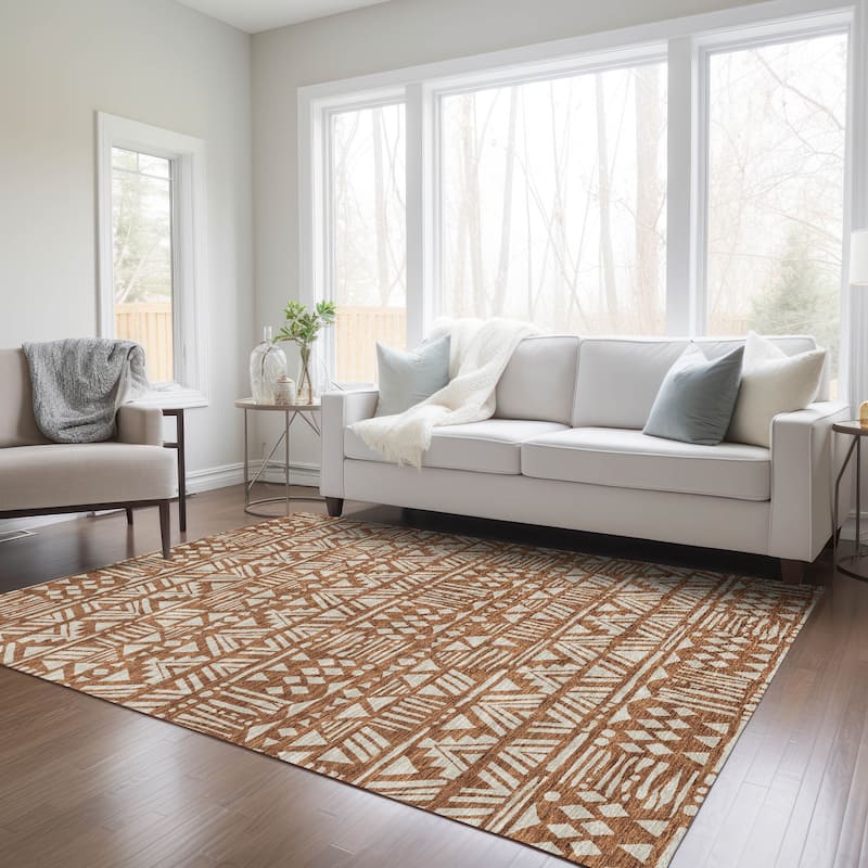 Machine Washable Indoor/ Outdoor Chantille Boho Tribal Rug
