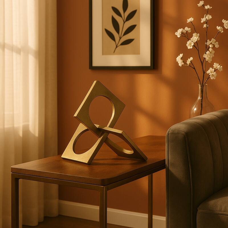 Modern Geometric Metal Abstract Interlocking Square Sculpture