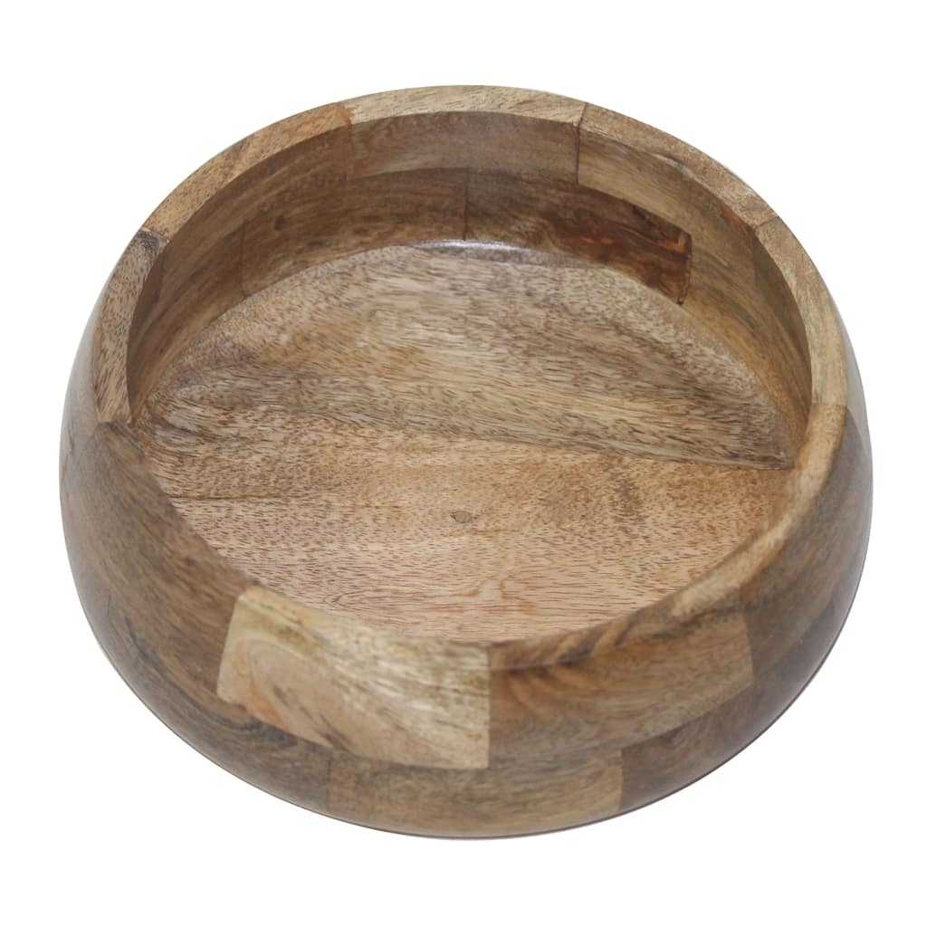 Transpac Wood 10 in. Brown Everyday Mango Salad Bowl