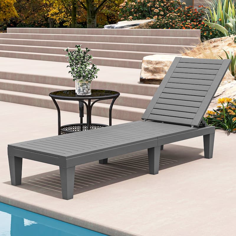 Outdoor Chaise Lounge Chairs (Set of 2) with Adjustable Backrest