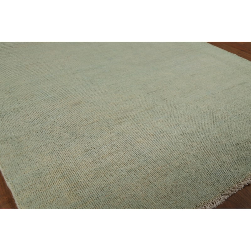 Modern Green Gabbeh Rug Handmade Wool Carpet - 3'10"x 5'11"