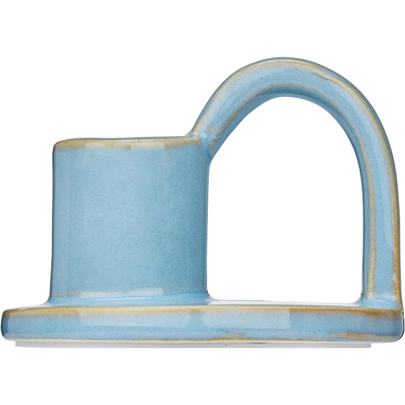 Robin Egg Blue Set of Two Elise Short Ceramic Candlesticks Rustic