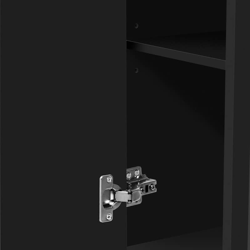 47.2" American Retro TV Stand - Carved Cabinet Doors & Glass Display, Adjustable Shelves, Anti-Tip Design