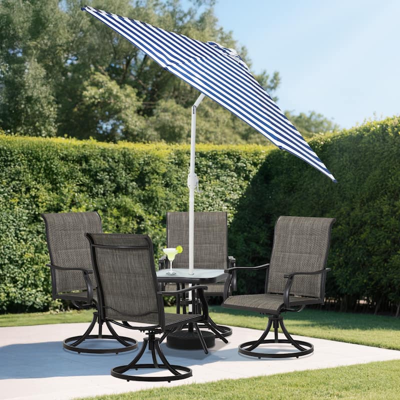 Aoodor 9FT Outdoor Patio Market Umbrella with Push Button Tilt and Crank