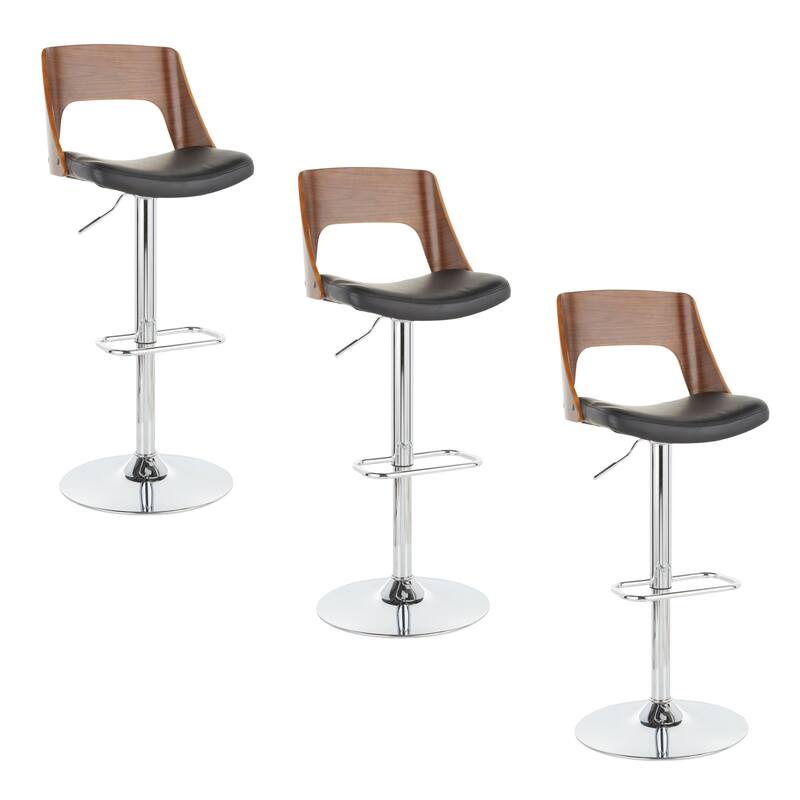 Carson Carrington Paula Adjustable Bar Stool with Rounded Rectangle Footrest (Set of 3)