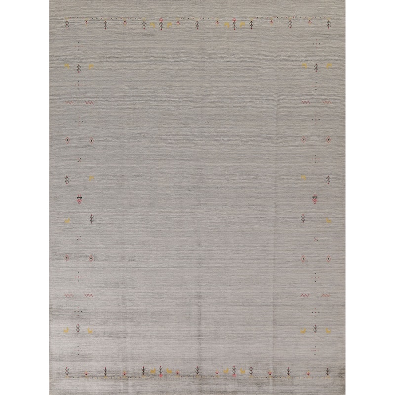 Tribal Gabbeh Area Rug Hand-Knotted Wool Carpet - 7'10"x 9'8"