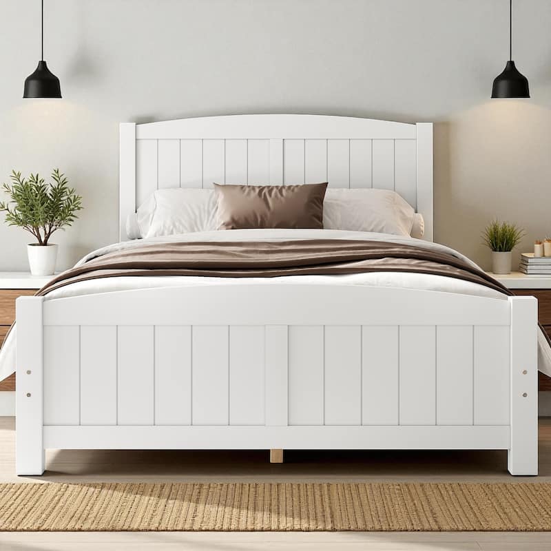Solid Wood Platform Bed Frame with Support Slats, Strong Structure, No Box Spring Needed Modern Bedroom Furniture