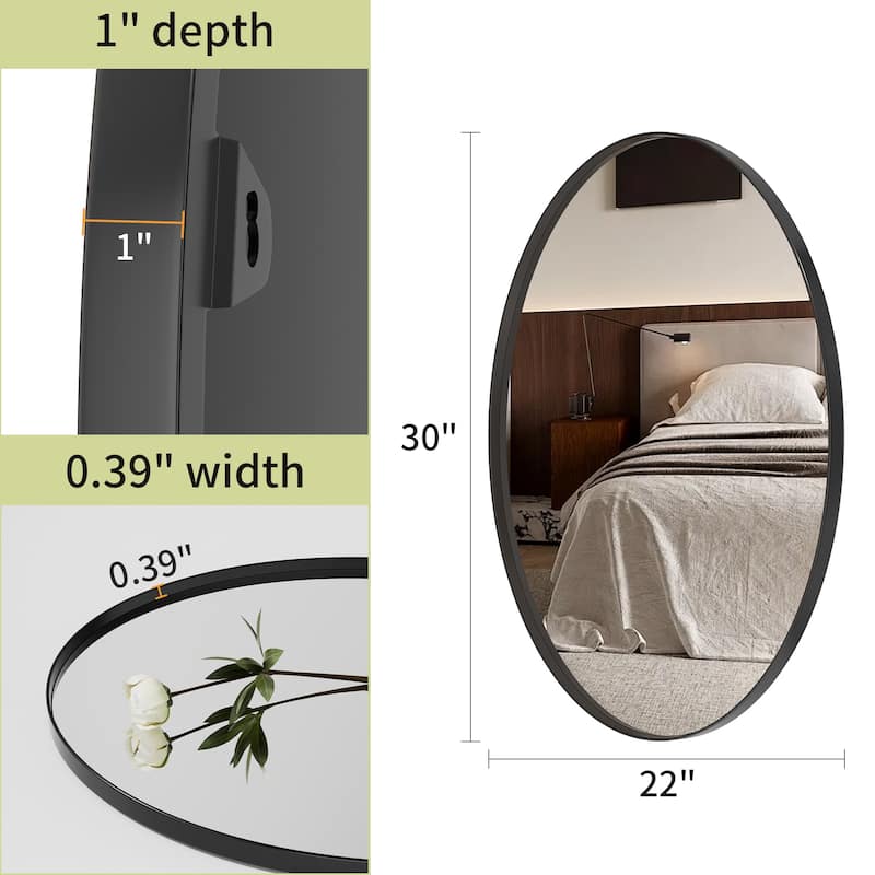 Modern Oval Metal Frame Wall Mirror