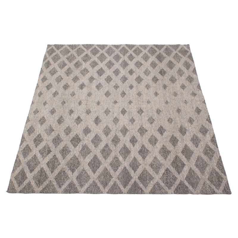 ECARPETGALLERY Flat-Weave Ankara FW Dark Grey Wool Kilim - 5'6 x 7'9