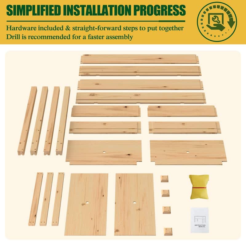 VEIKOUS Wood Raised Garden Bed with Drainage Holes, Outdoor Elevated Planter Box