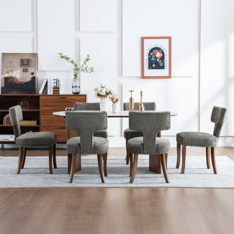 Upholstered Mordern Design T Back Dining Side Chair- Set of 2