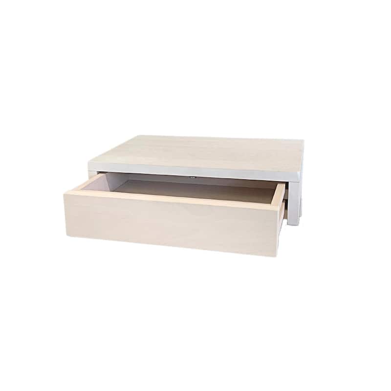 Set of 2 White Floating Nightstands with Drawer and Shelf