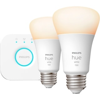 Philips Hue White A19 Bluetooth 75W Smart LED Starter Kit, White