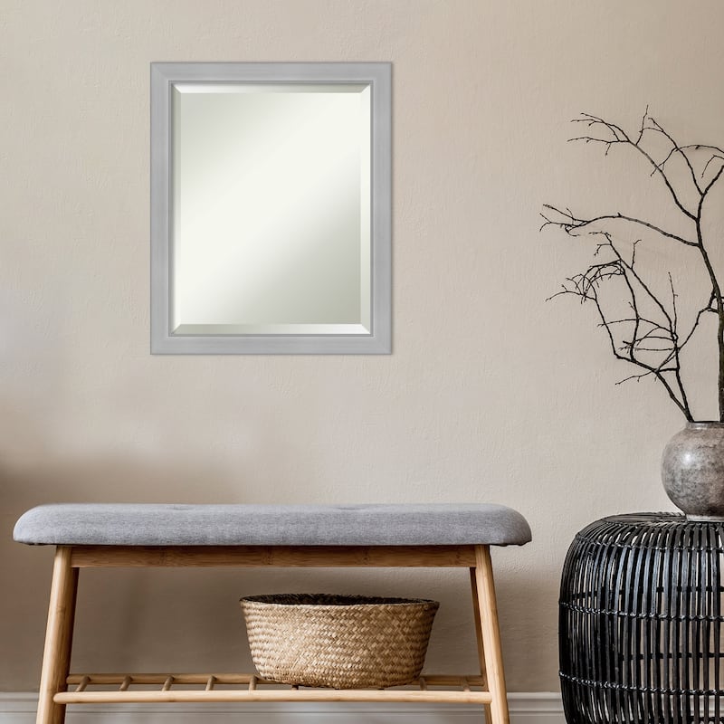 Beveled Bathroom Wall Mirror - Vista Brushed Nickel Frame