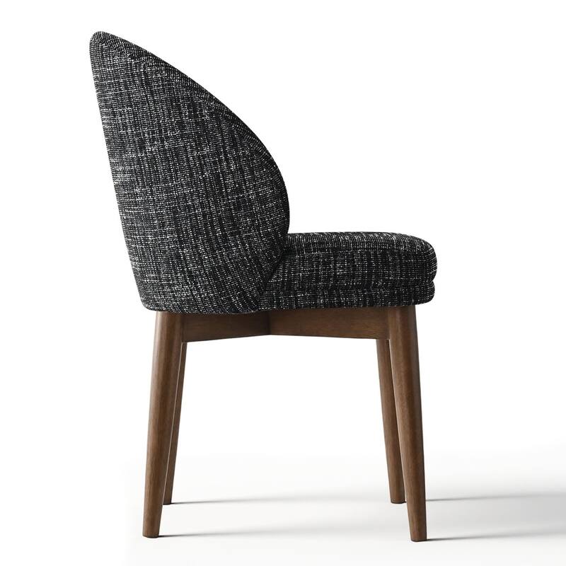 Upholstered Barrel Dining Chair With Walnut Legs (Set of 2)