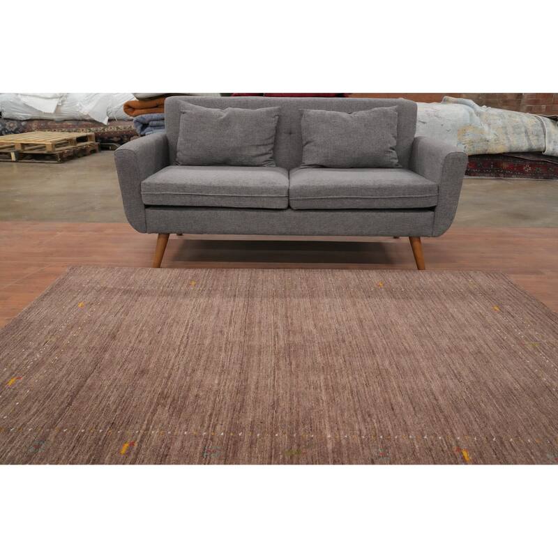 Hand Knotted Oriental 100% Wool Carpet Tribal Animal Pictorial Brown Gabbeh Area Rug - 7' 3'' X 5' 2''