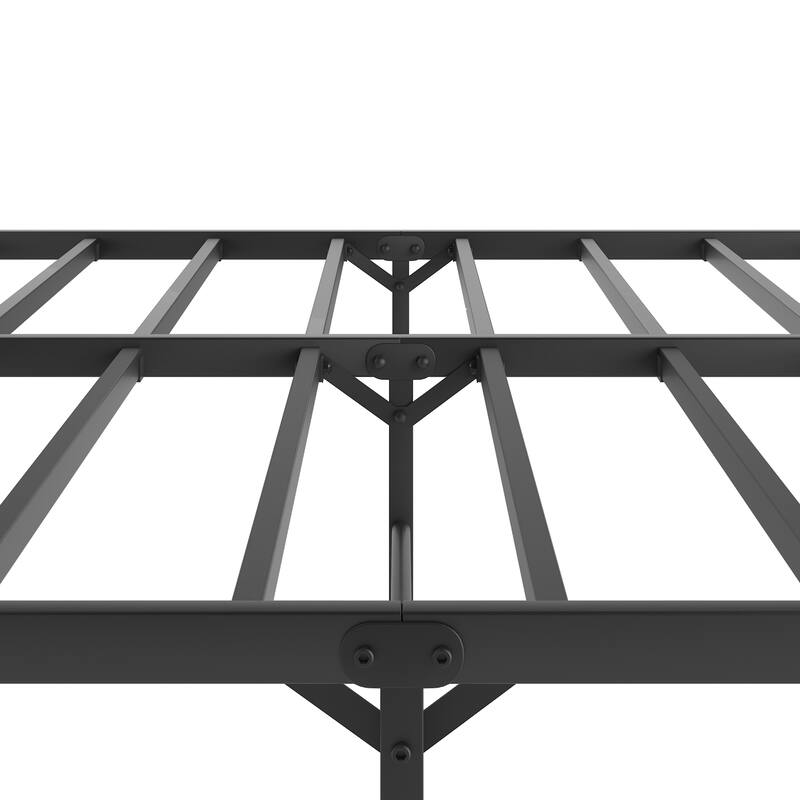 Black Metal King Platform Bed Frame with Headboard, Sturdy Construction - No Box Spring Needed