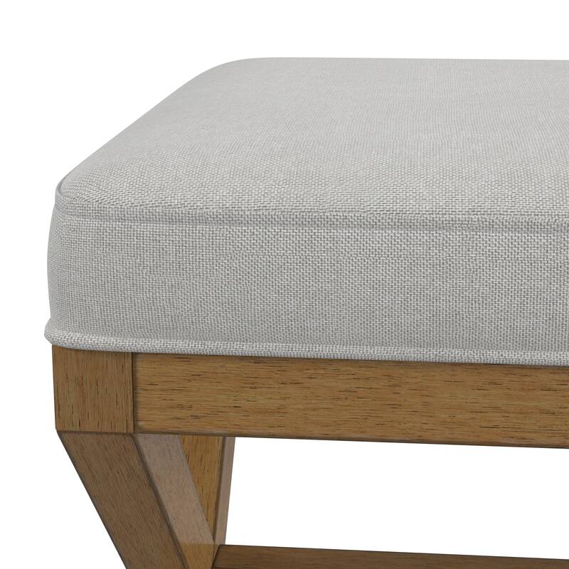 Hillsdale Somerset Backless Wood Vanity Stool, Dark Driftwood - Dark Driftwood & Fog Gray - 17" x 17" x 18.5"