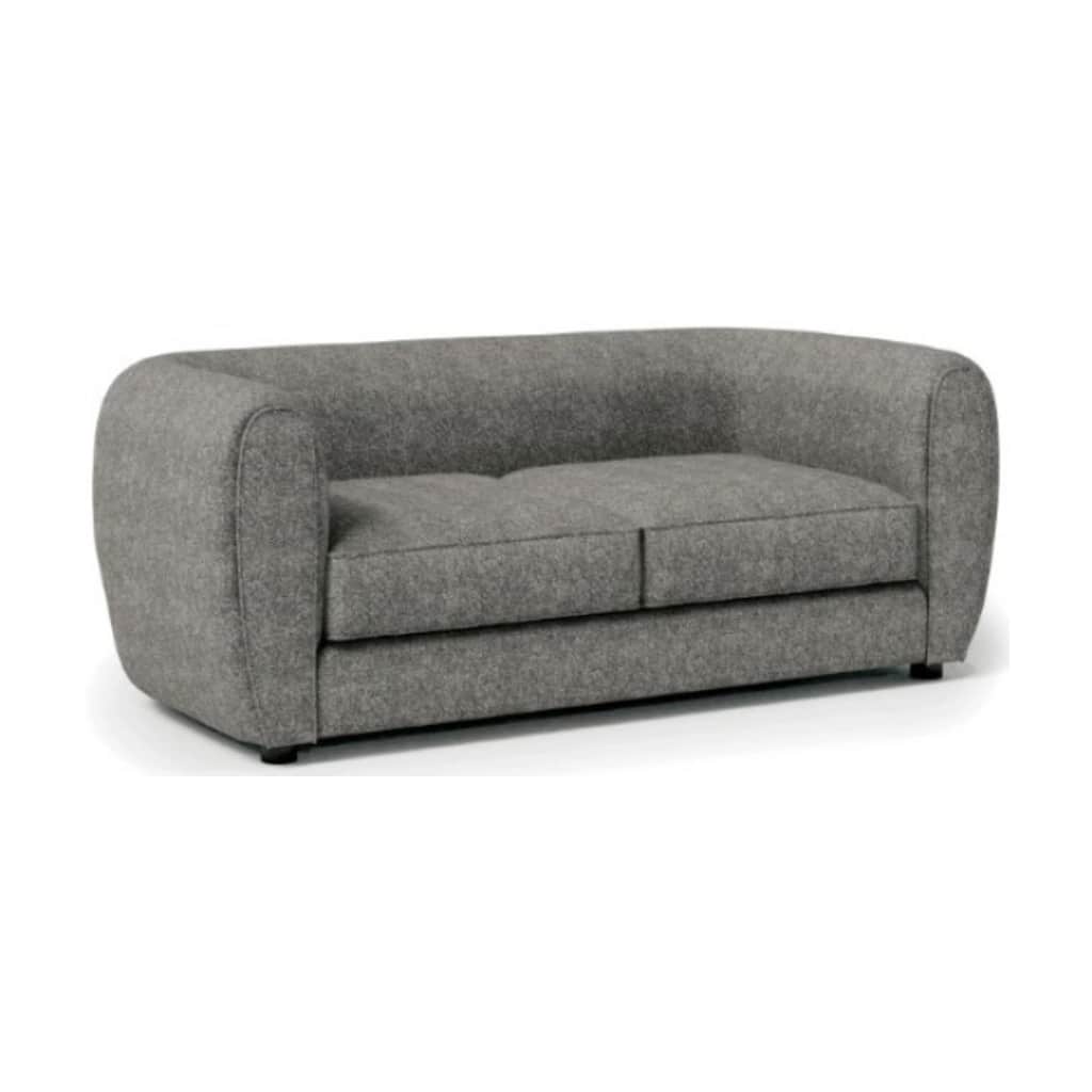 Dly Retro Sofa, Gray Boucle Seat, Welt Trim, 87 Inch Tuxedo Style