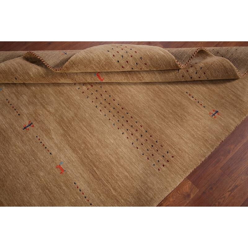 Tribal Gabbeh Oriental Area Rug Hand-Knotted Brown Wool Carpet - 4'10"x 6'5"