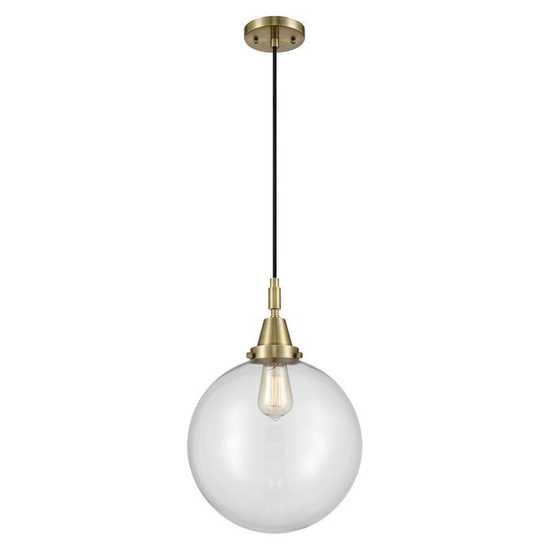 Innovations Lighting Downtown Urban - Caden Beacon - 1 Light 12" Cord Hung Mini Pendant - Antique Brass/Clear Shade