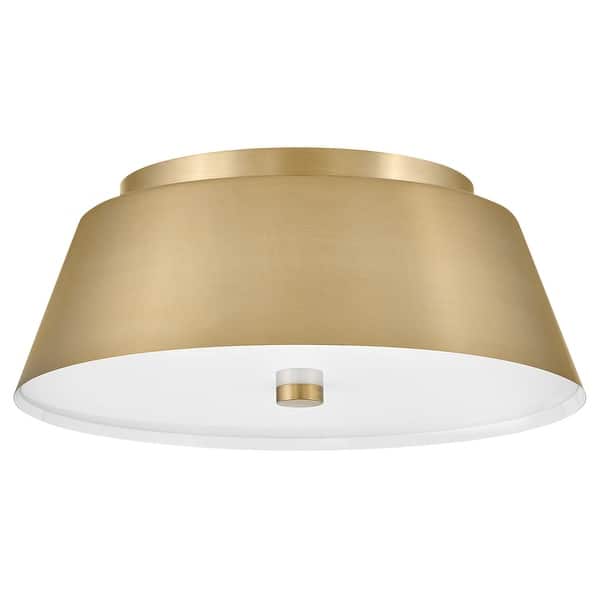 slide 2 of 6, Lark 83513 Tess 2 Light 14" Wide Flush Mount Ceiling Fixture Lacquered Brass
