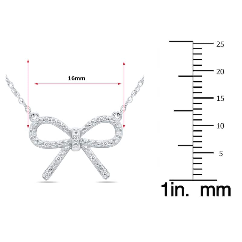 Marquee Ribbon Bow Knot Diamond Pendant in .925 Sterling Silver