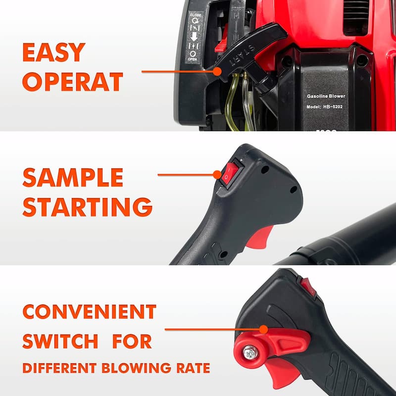 High-Performance Backpack Gas Leaf Blower: 76CC, 660CFM, 200MPH, 4-Stroke Engine - 76CC