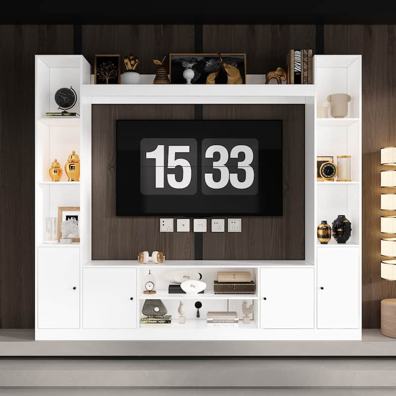 TV Stand/Electric Fireplace Ensemble Cozy Stylish Living Room Solution - White Entertainment Unit Only
