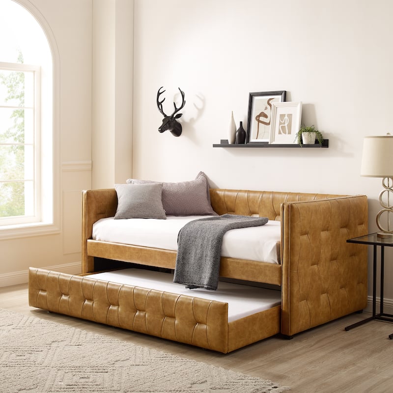Corvus Somme Tufted Upholstered Daybed with Trundle